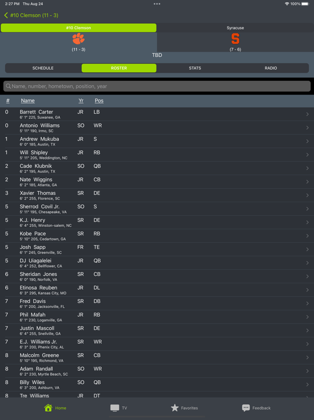 College Football: RapidRoster Screenshot
