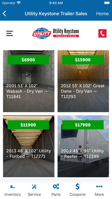 Utility Keystone Trailer Sales Screenshot