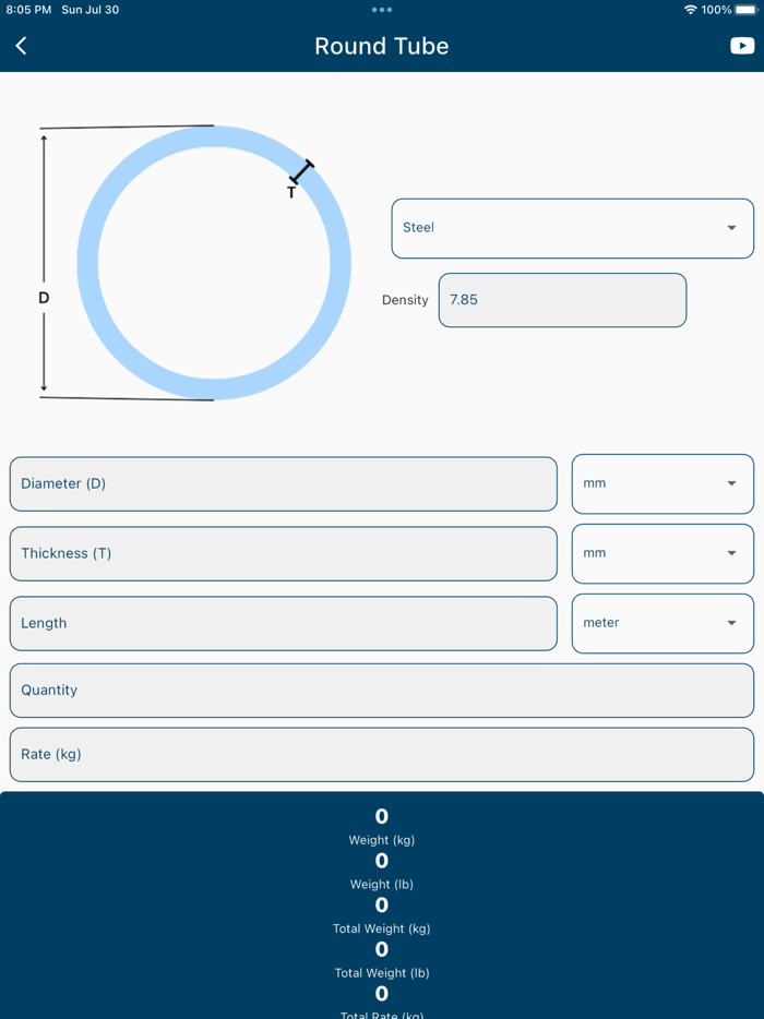 Metal Weight Calculator App
