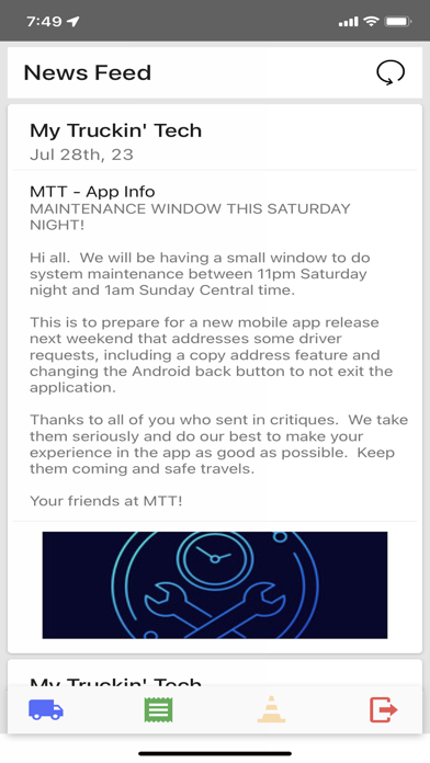 My Truckin' Mobile App Screenshot