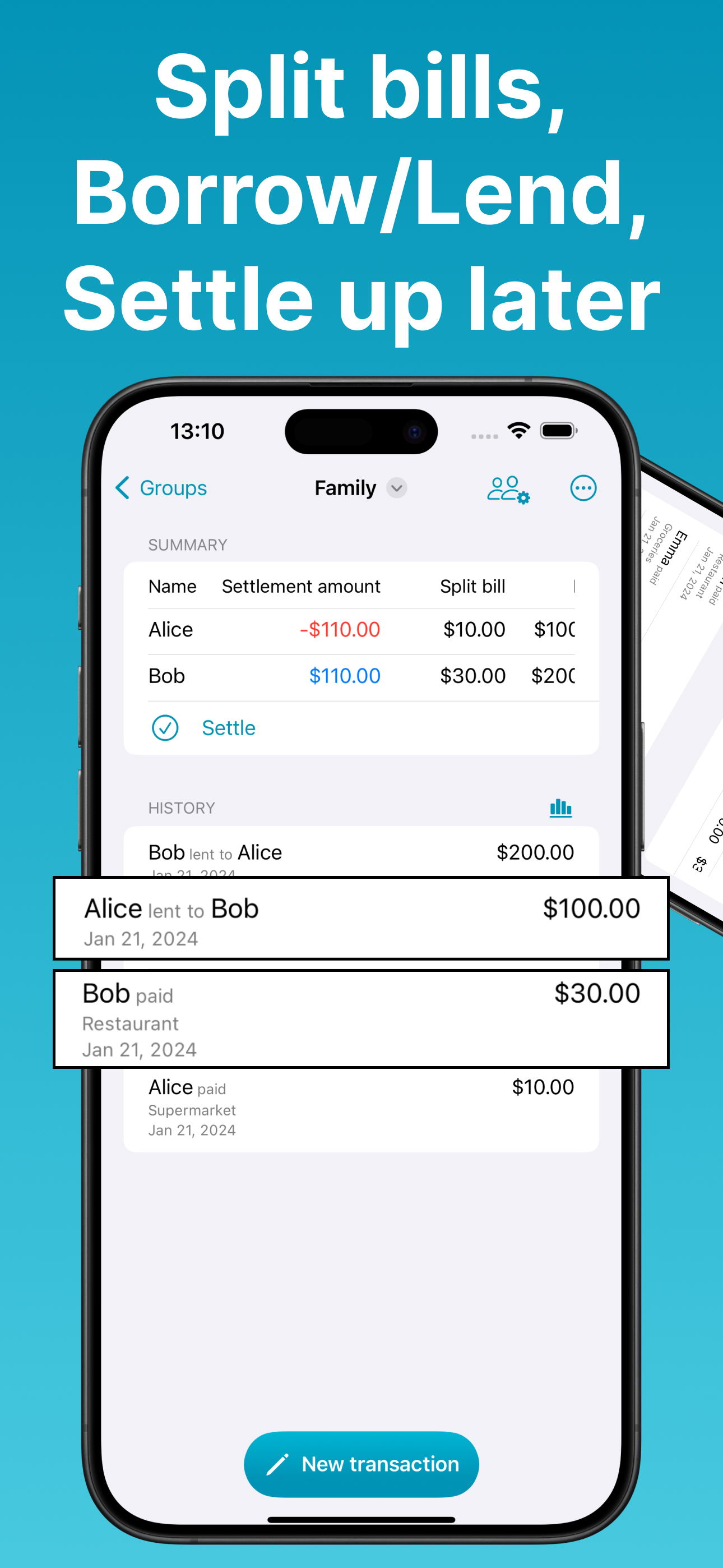 Group Check - Bill split and +