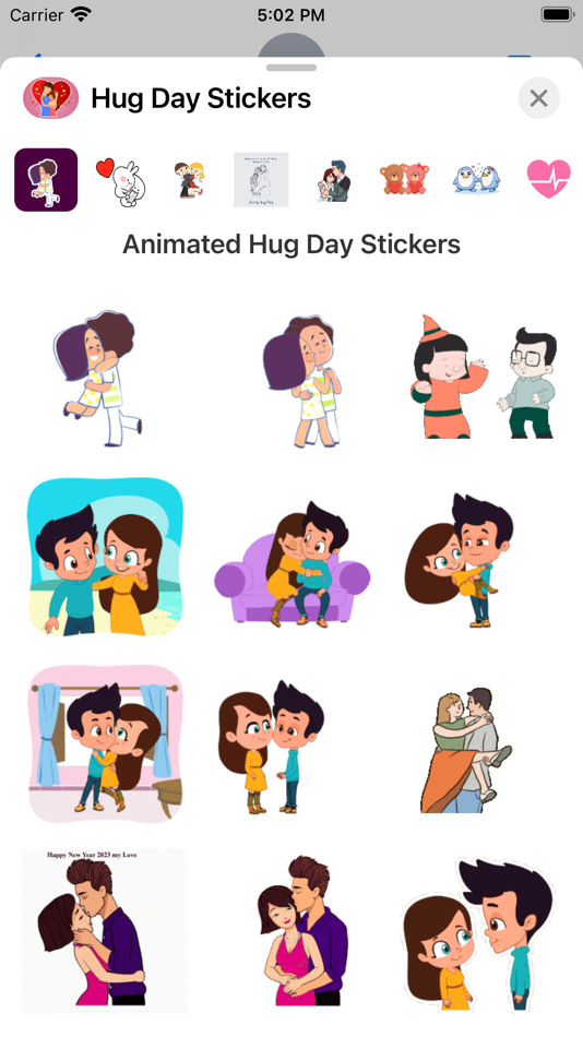 #1. Animated Hug Day Stickers (iOS) Podle: Akshar Jain