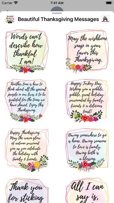 Beautiful Thanksgiving Message Screenshot