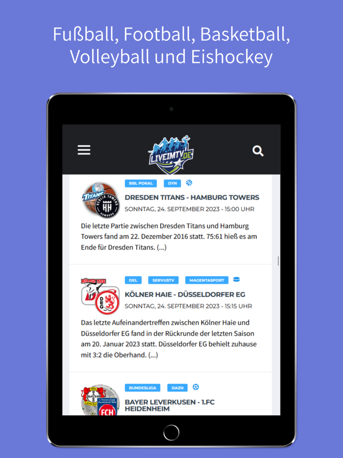 Live im TV - Sport Live