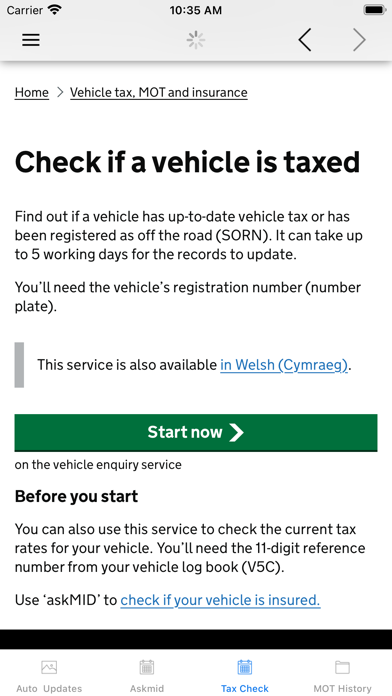 MOT Check UK Screenshot