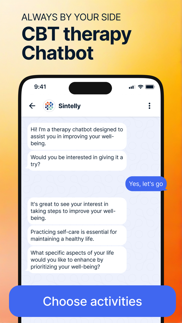 Sintelly CBT Therapy Chatbot