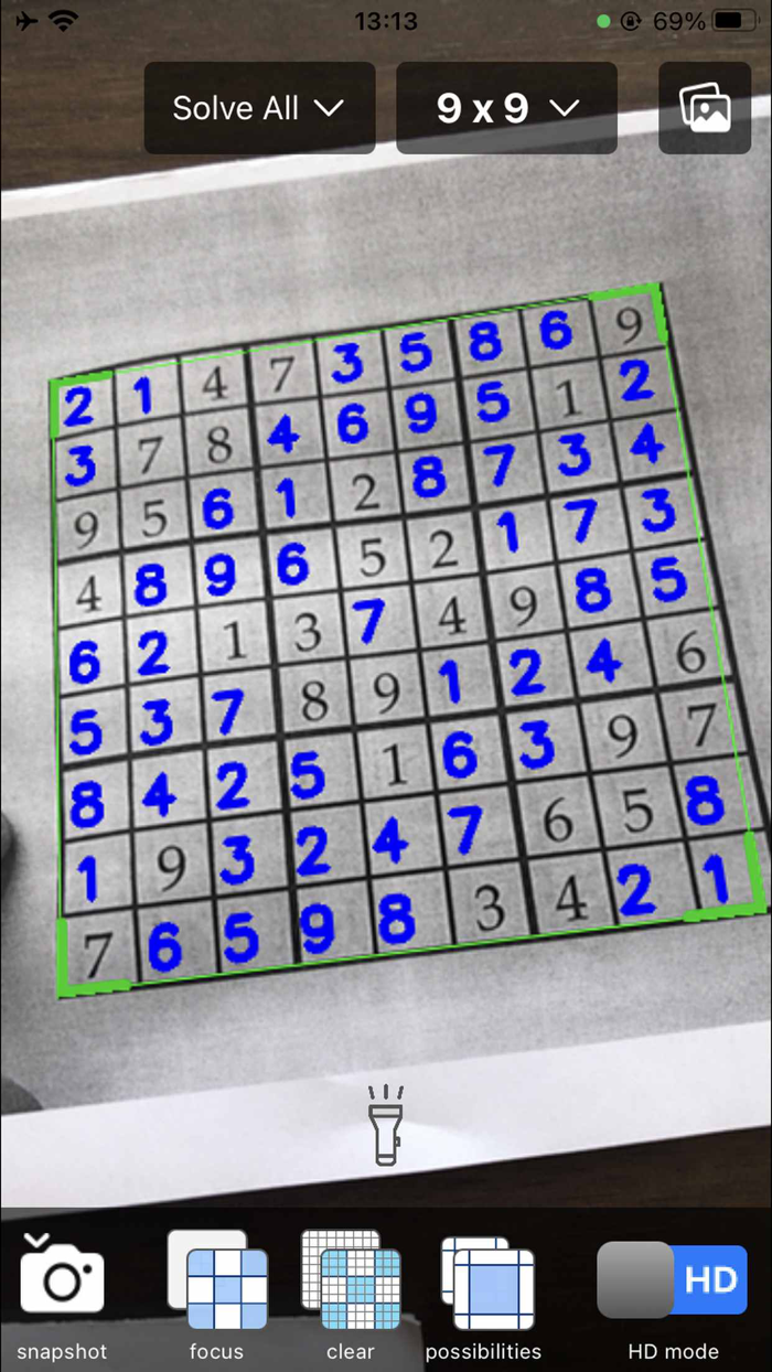 Sudoku Solver Realtime Camera