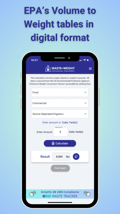 Waste Conversion Calculator Screenshot