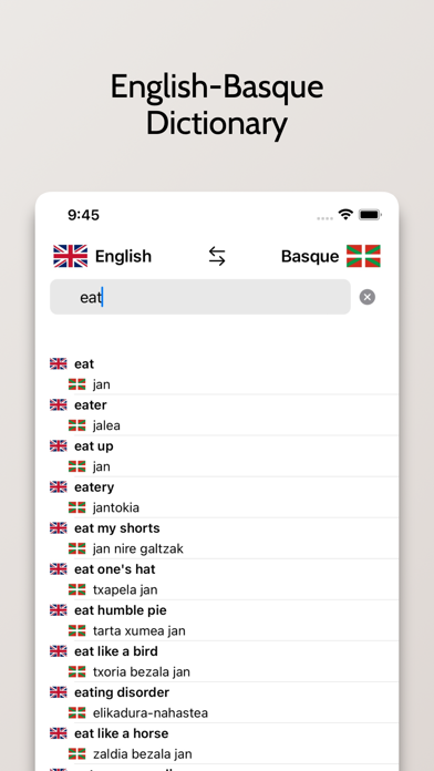Basque-English Dictionary Screenshot