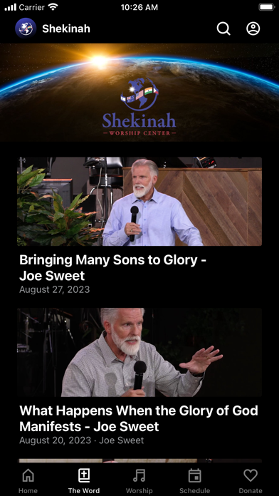 Shekinah Worship Center Screenshot