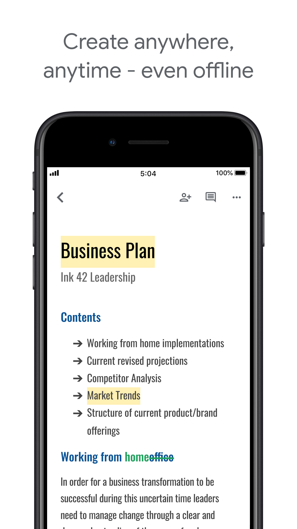 Google Docs screenshot 1