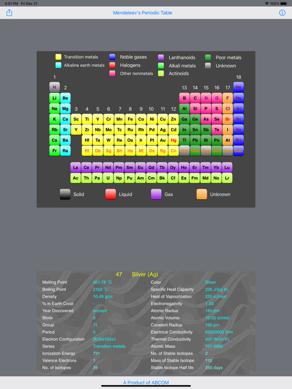 Screenshot #4 pour Mendeleev's Periodic Table
