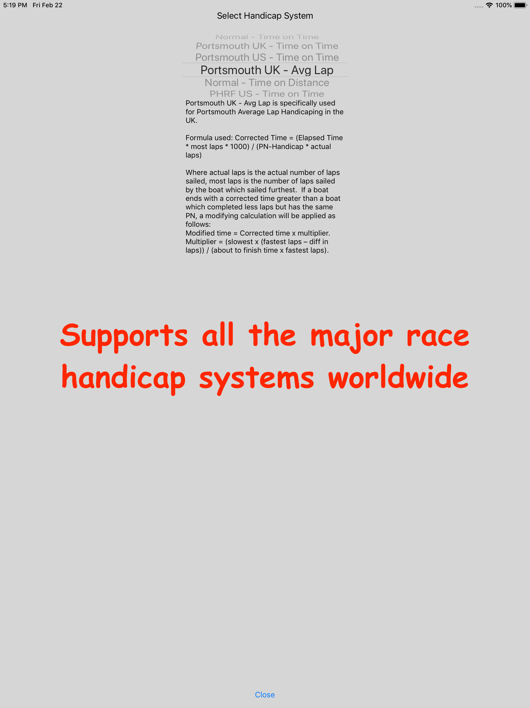Sailing Handicap Calculator