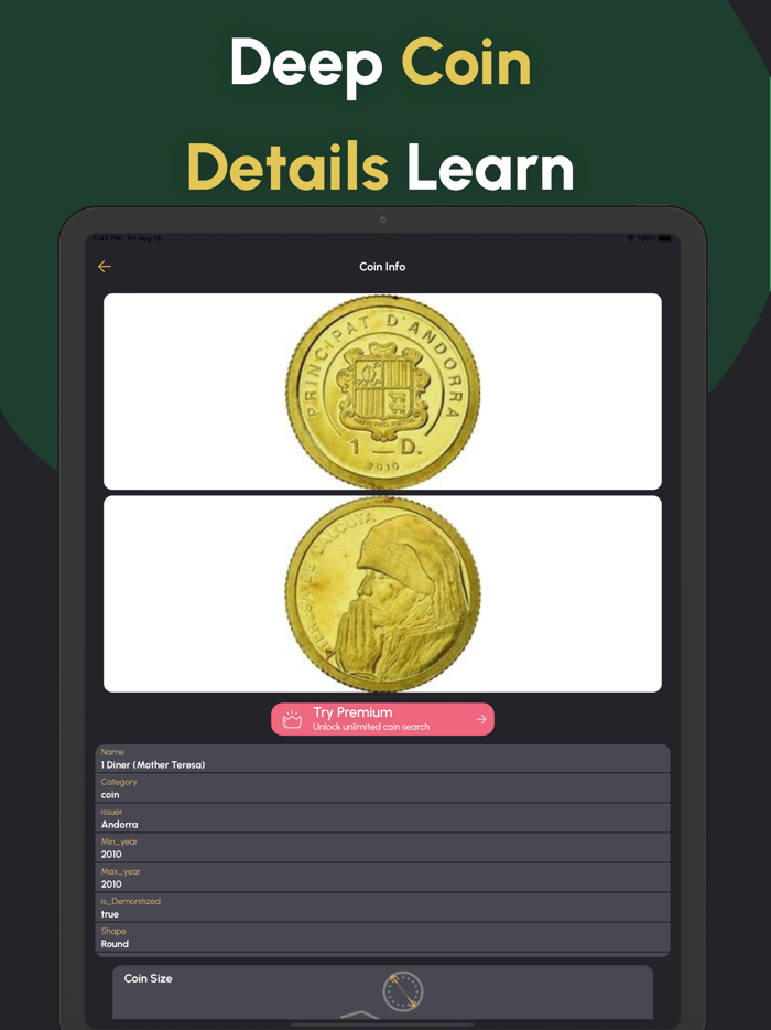 Coin Snap Coin identifier