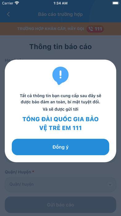 Tổng đài 111. Screenshot