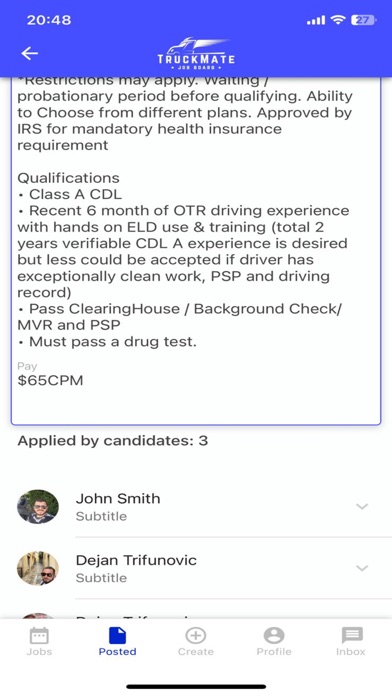 TruckMate - Job Board Screenshot