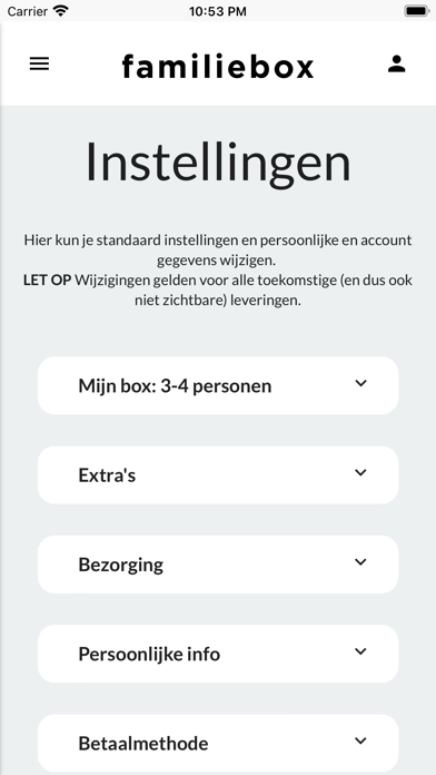 Familiebox: maaltijdbox Screenshot