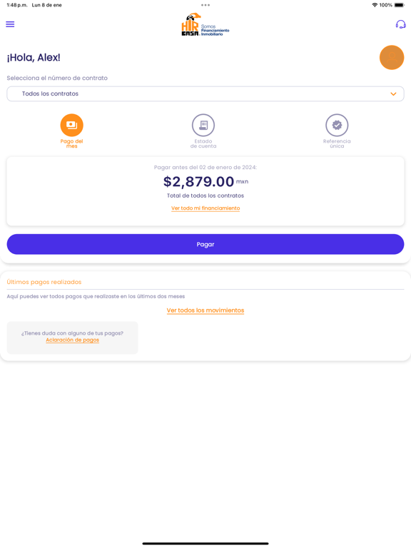HIR Casa iPad screenshot 1 - Finance app