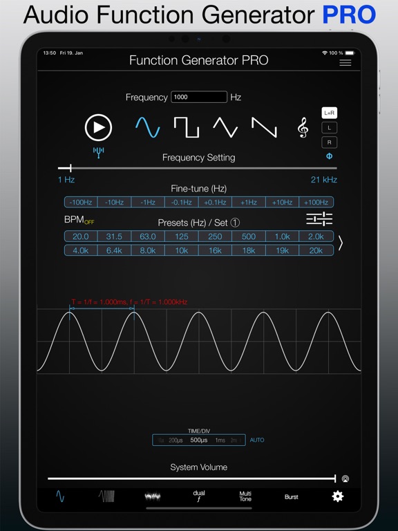 Screenshot #4 pour Audio Function Generator PRO