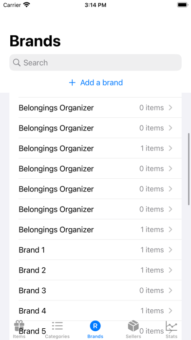 Belongings Organizer Screenshot