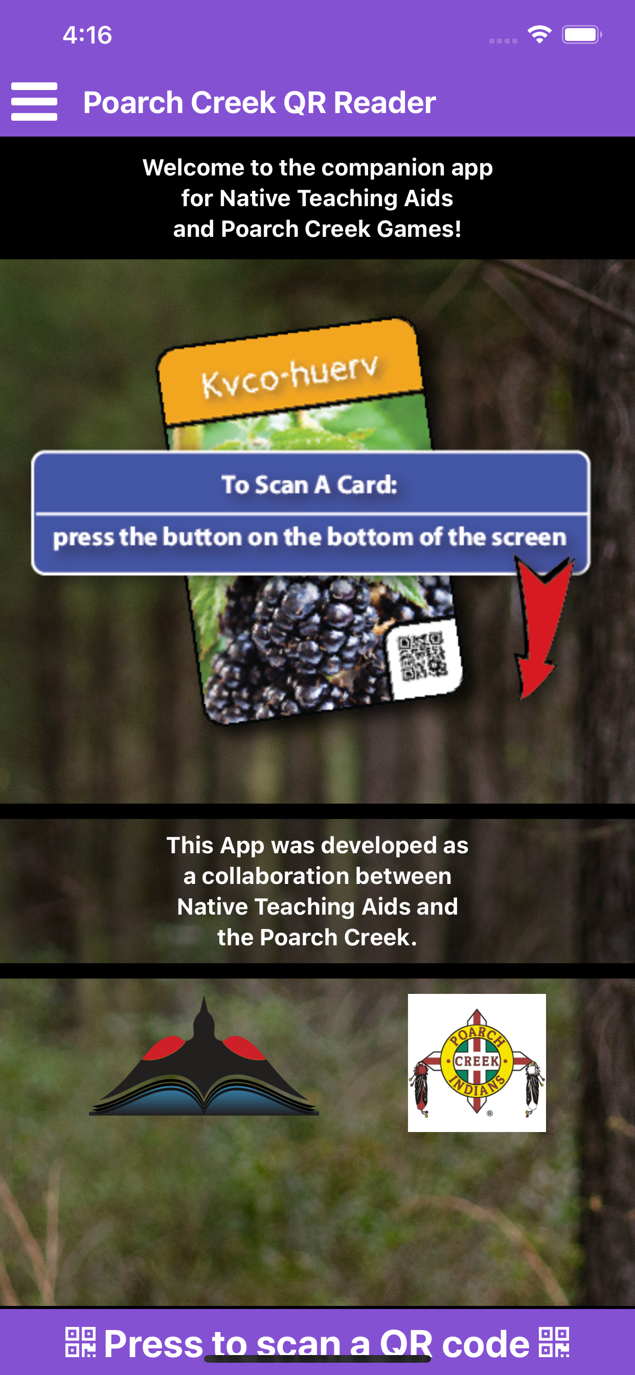 Poarch Creek QR Reader