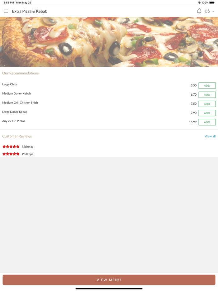 Extra Pizza and Kebab.