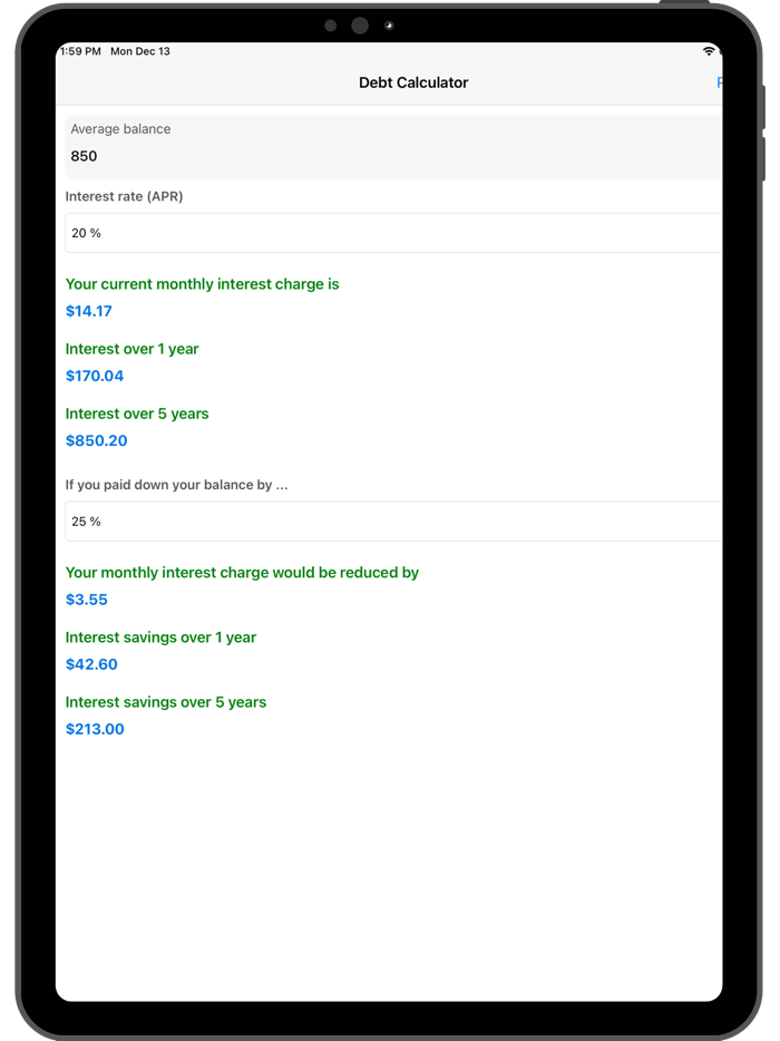 Debt Interest Calculator