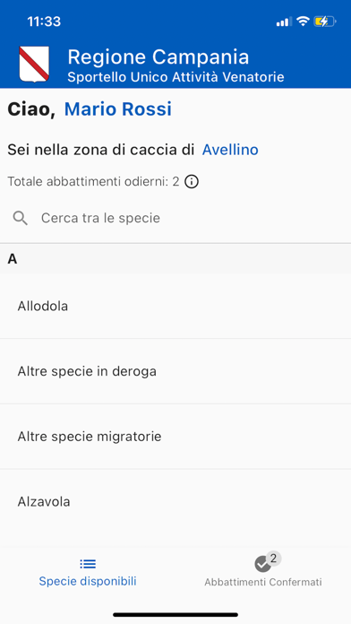 Tesserino Venatorio Screenshot