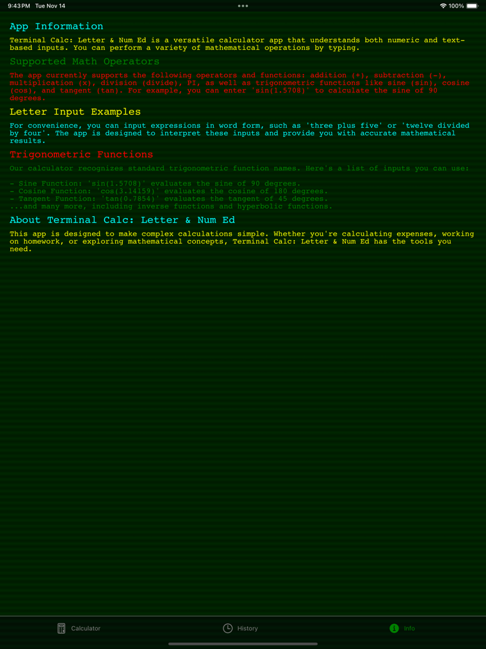 Terminal Calc Letter and Num Ed