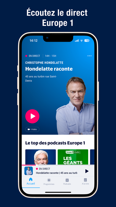 Screenshot #1 pour Europe 1 - radio, replay, actu