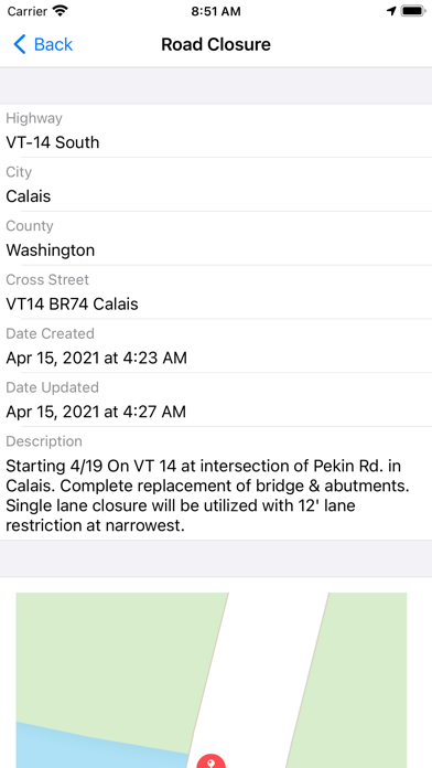 Vermont Road Report Screenshot