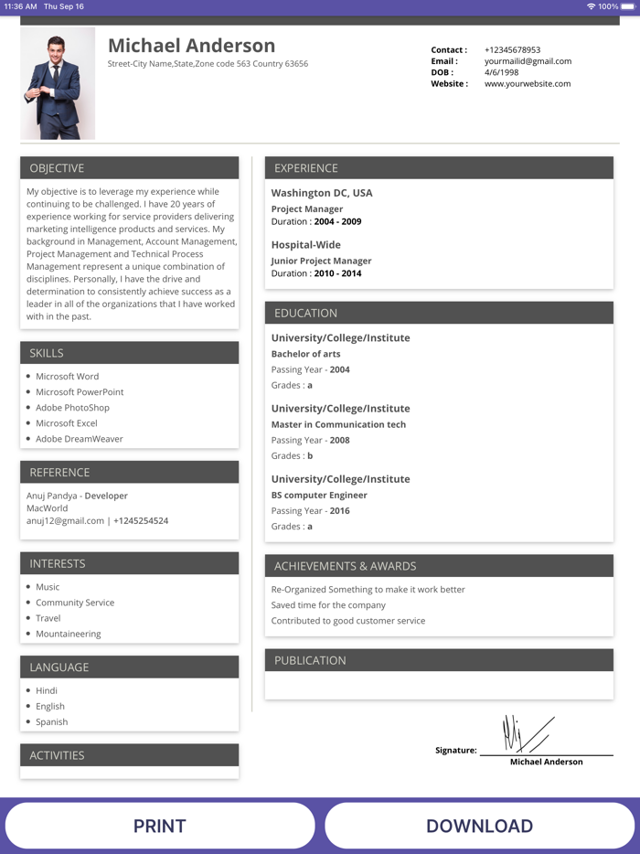 Resume Builder CV Templates