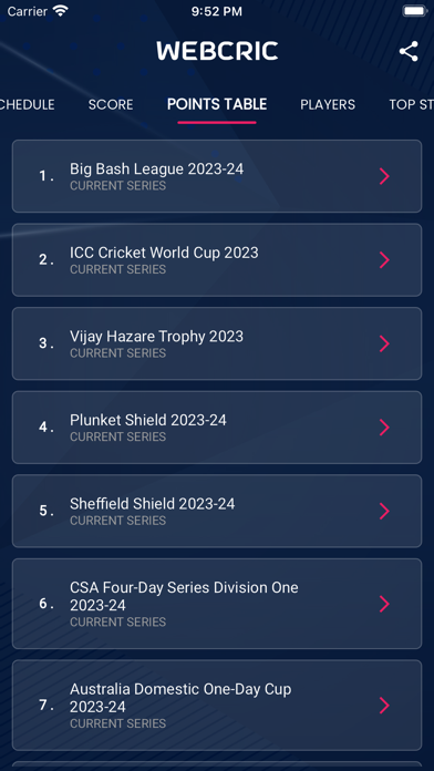 WebCric - Live Cricket Screenshot