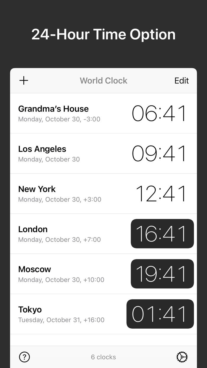 World Clock Time Zone Widgets