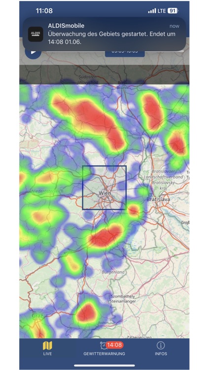 ALDISmobile Live Gewitterkarte