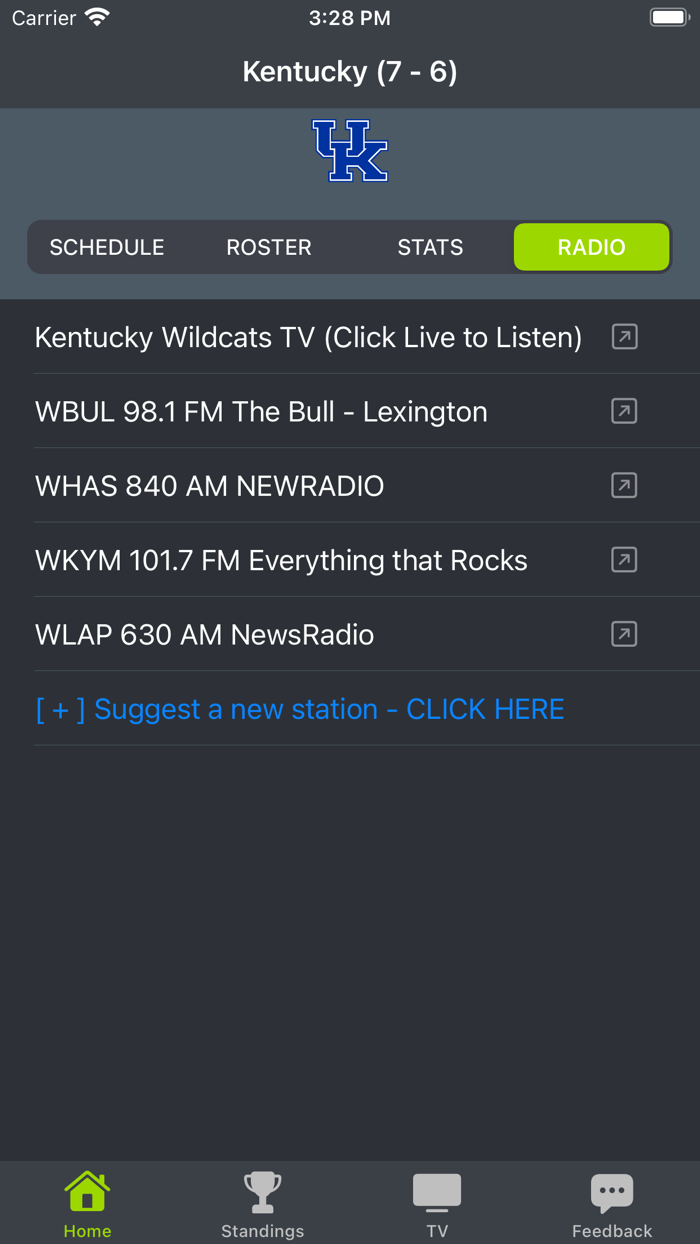 Kentucky Football Schedules