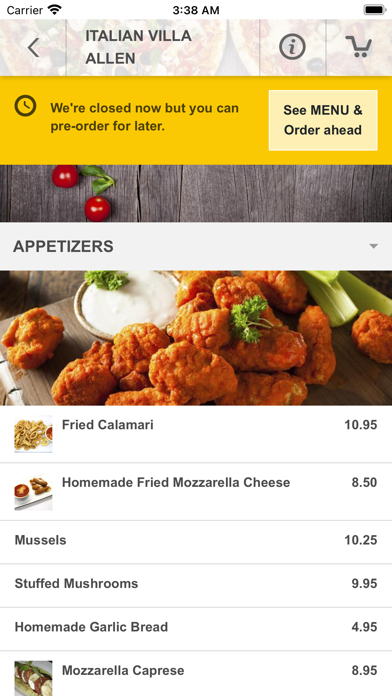 Italian Villa Allen Restaurant Screenshot
