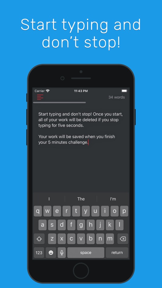 #2. Don't Stop: Writing Challenge (iOS) 由: Nazim Can Altinova