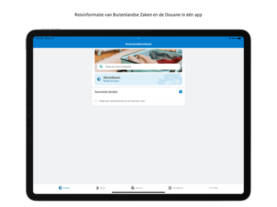 Reisapp iPad app afbeelding 1