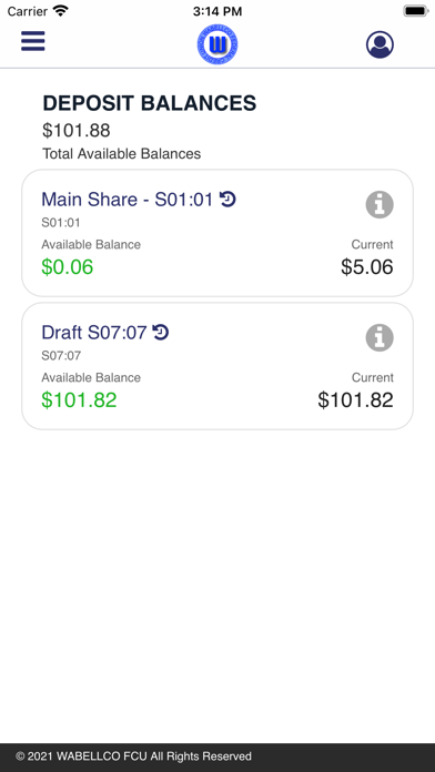 Wabellco FCU Mobile Banking Screenshot