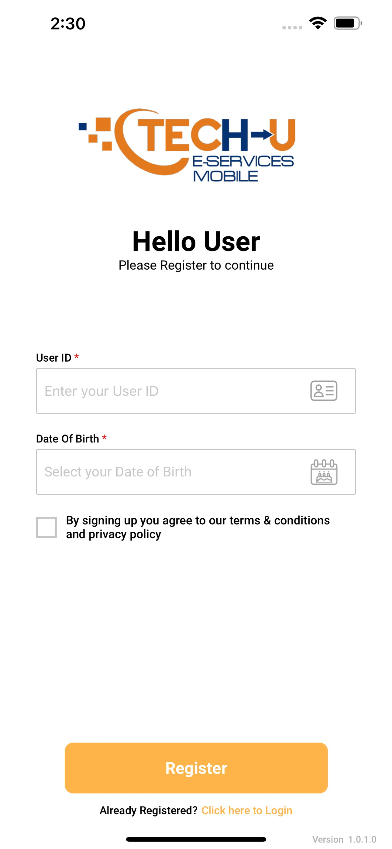 TECH->U E-Services Mobile App