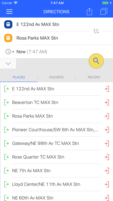 ezRide Portland TriMet Transit Screenshot