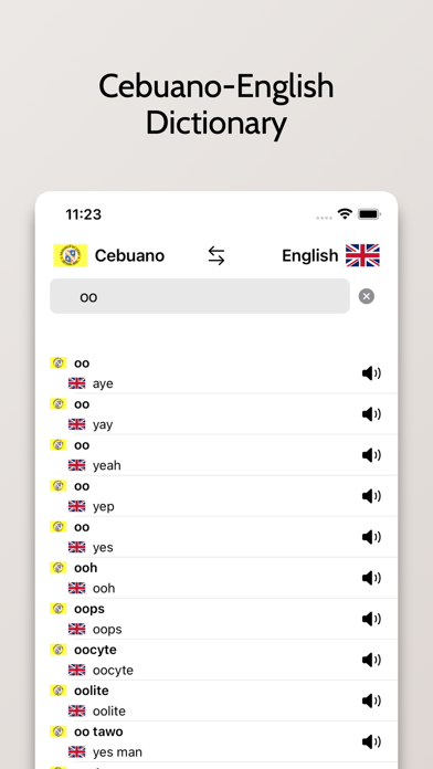Cebuano-English Dictionary Screenshot