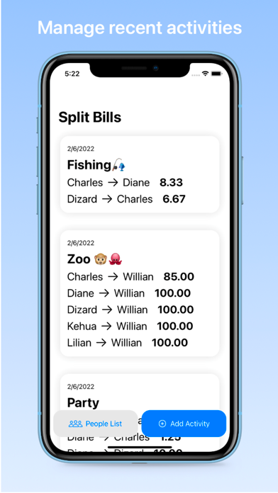 Split Bills easily iPhone screenshot 1 - Finance app