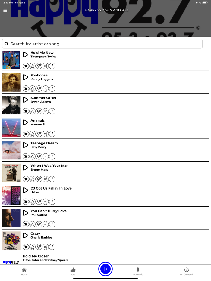 Happy 92.7 93.7 95.3