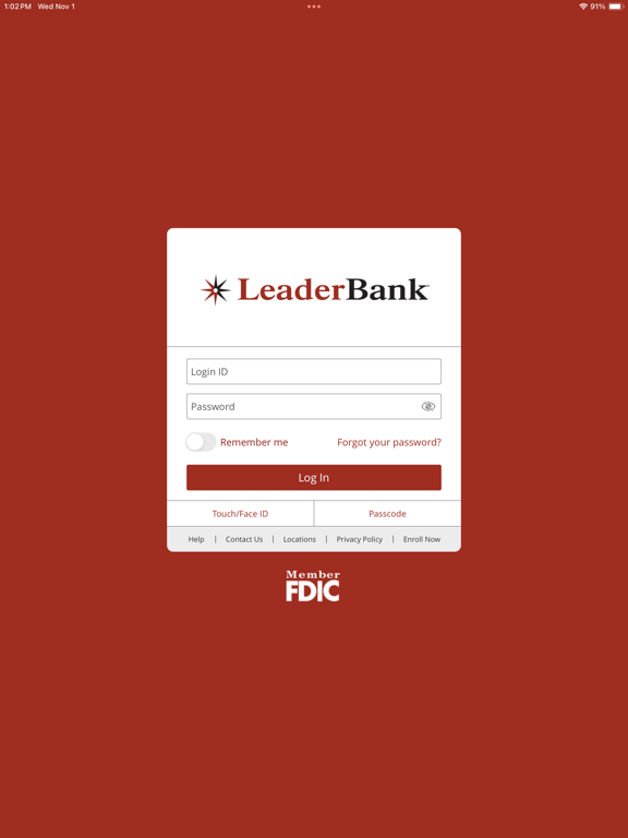 Leader Bank Digital Banking iPad screenshot 2 - Finance app
