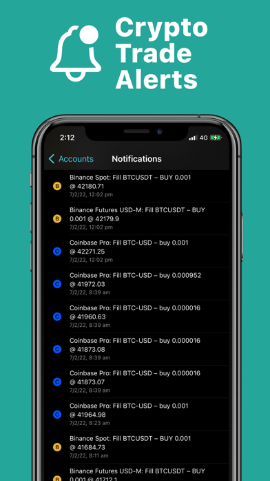 Crypto Fills & Trade Alerts Screenshot