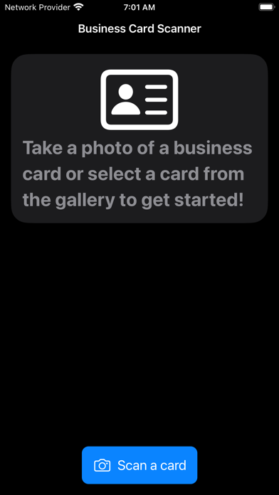Business Card to Contacts Screenshot