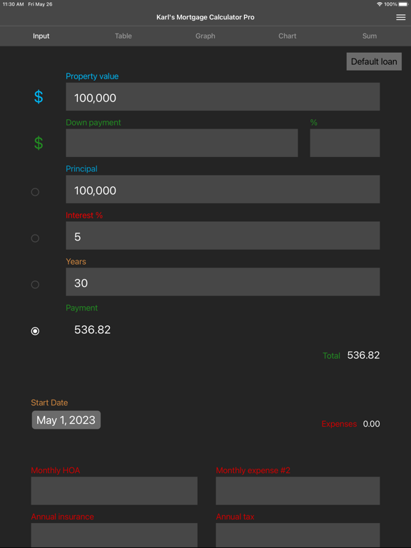 Screenshot #4 pour Karl's Mortgage Calculator Pro
