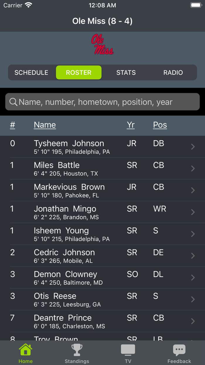 Mississippi Football Schedules